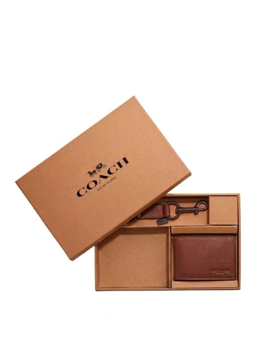 Coach Men’s Brown Leather Wallet & Keychain